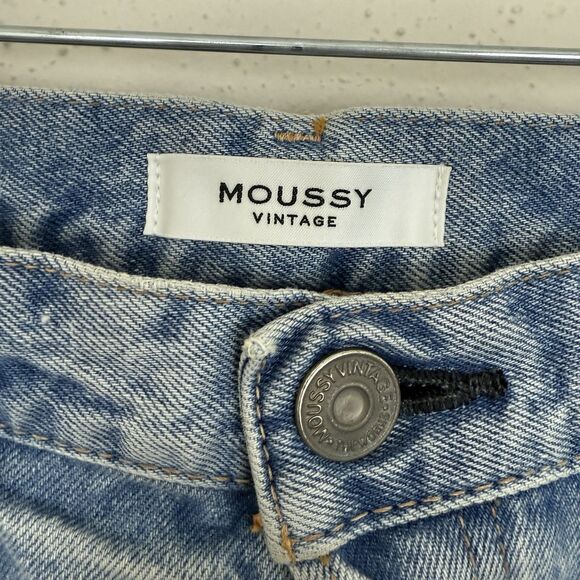 Moussy Vintage Jeans Women Japanese Howa Distressed Sz 28 Light Wash Button Fly - Picture 9 of 15